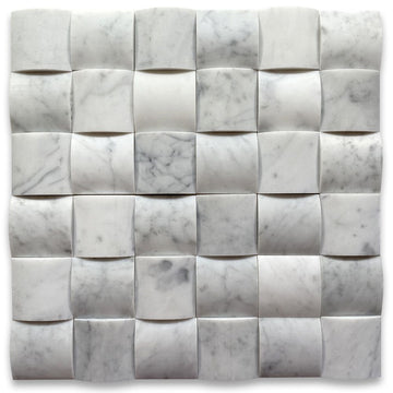 Azulejo de pared contra salpicaduras de mosaico de pan pequeño 3D blanco italiano de Carrara