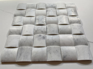 Carrara Italian White 3D Small Bread Mosaic Backsplash Wall Tile
