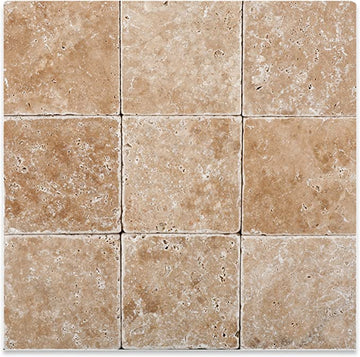 Walnut Travertine Tumbled Wall and Floor Tile 4x4"
